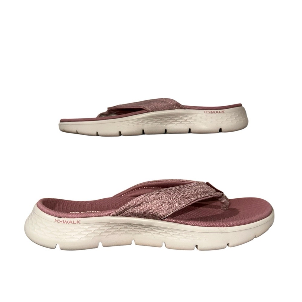 Skechers GOwalk Goga Mat Flip Flops Womens 7 Mauve Comfort Sandals - Picture 3 of 8